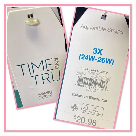 Time & Tru Size 3X Wide Strap V Wire Floral Bikini Top - Picture 12 of 13